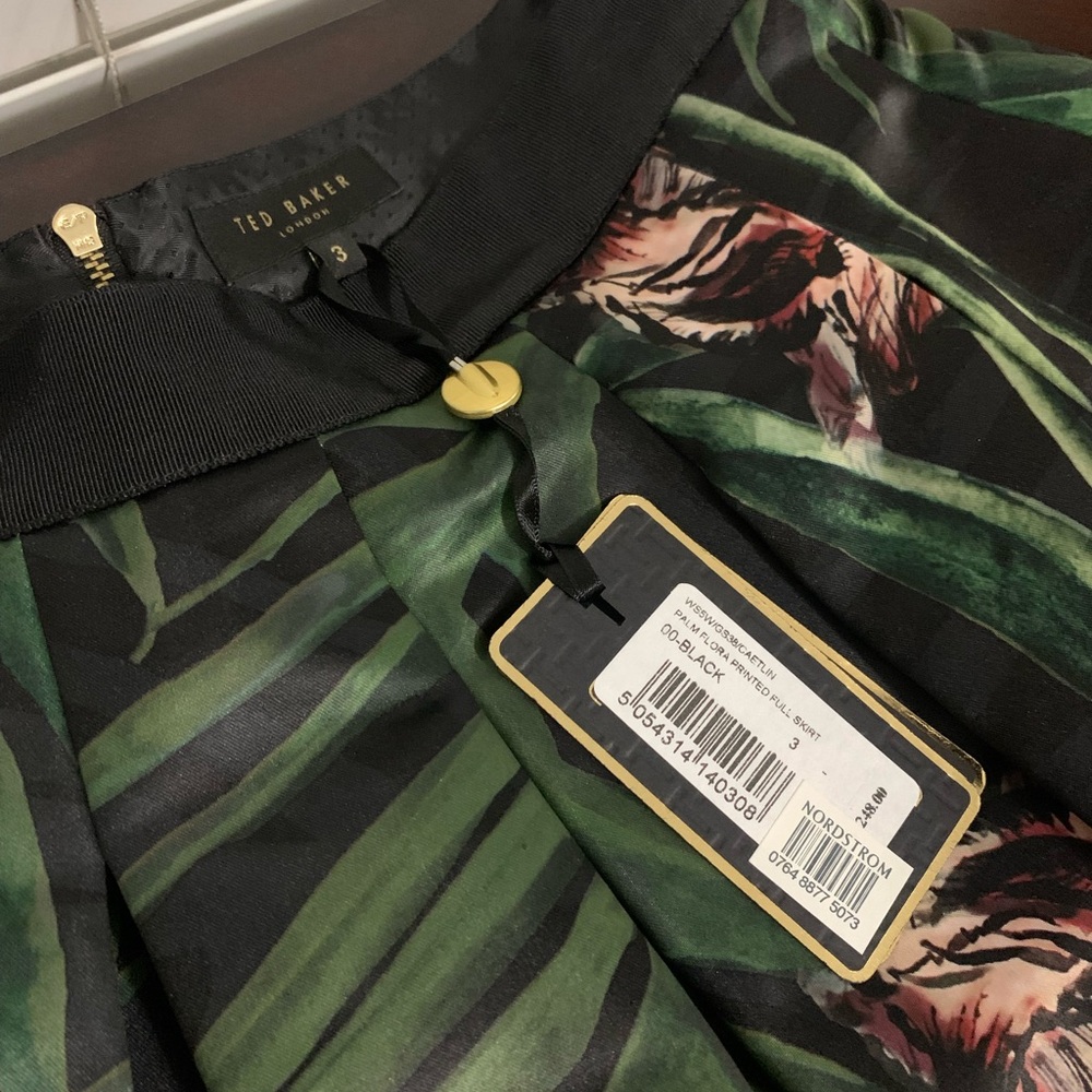 Ted Baker Black and Green Patterned Skirt